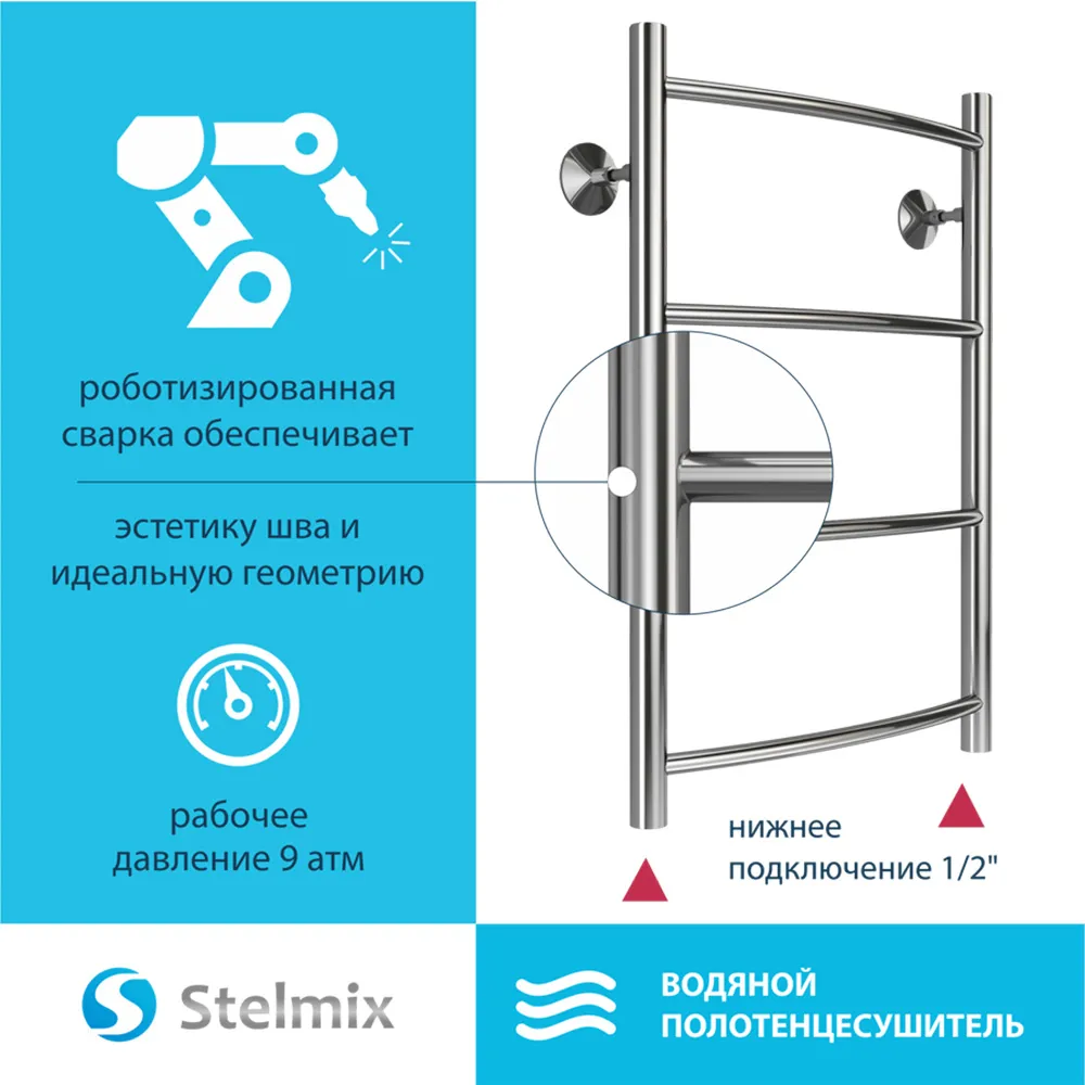 Полотенцесушитель водяной Stelmix 60x40 см, дуга
