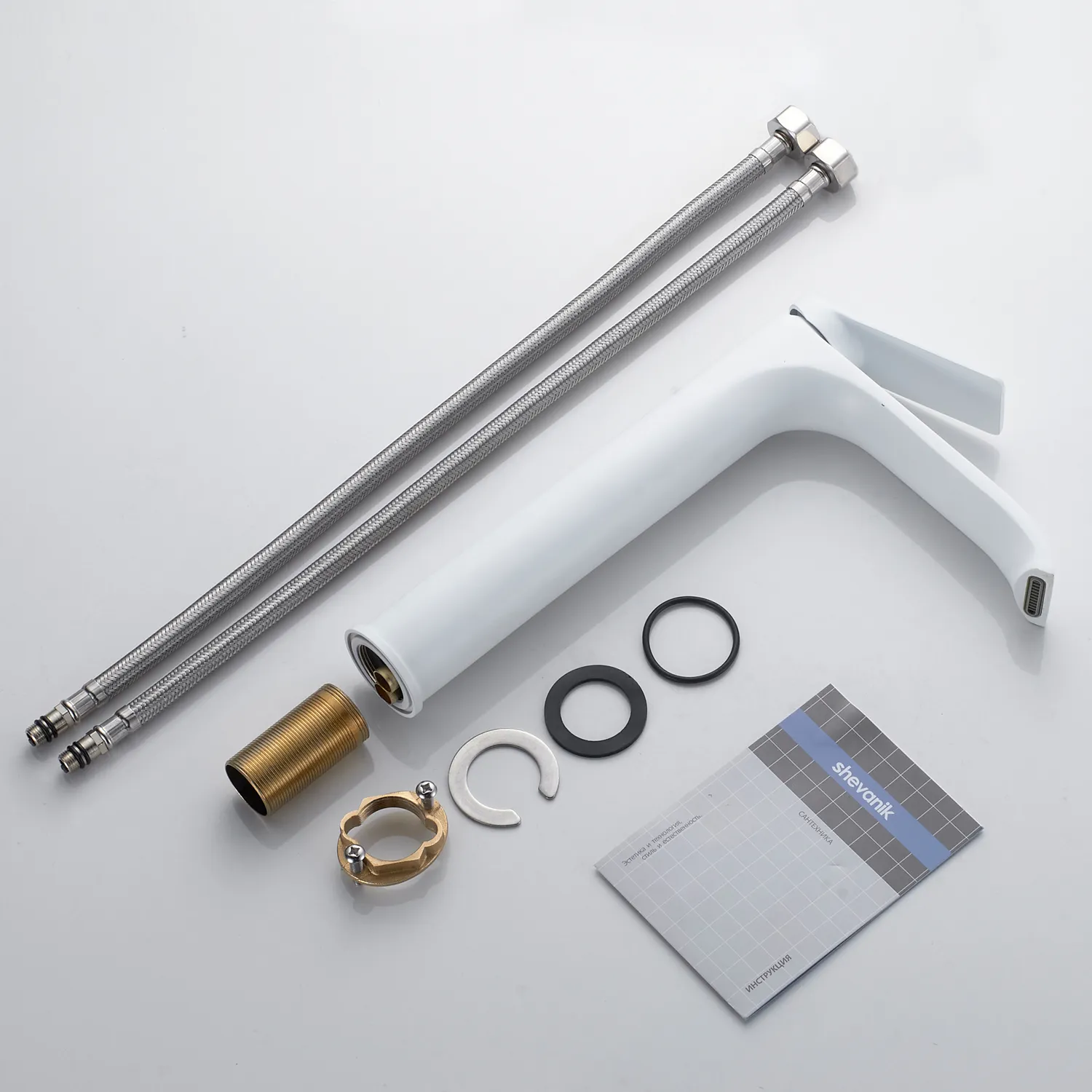 Смеситель для раковины высокий Shevanik S4111C, белый