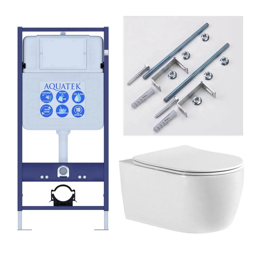 Set AQUATEK ЕВРОПА new cm T (рама AQUATEK Standard INS-0000012+звукоизоляционная прокладка+унитаз ЕВРОПА AQ1106T-00+KKI-0000001)
