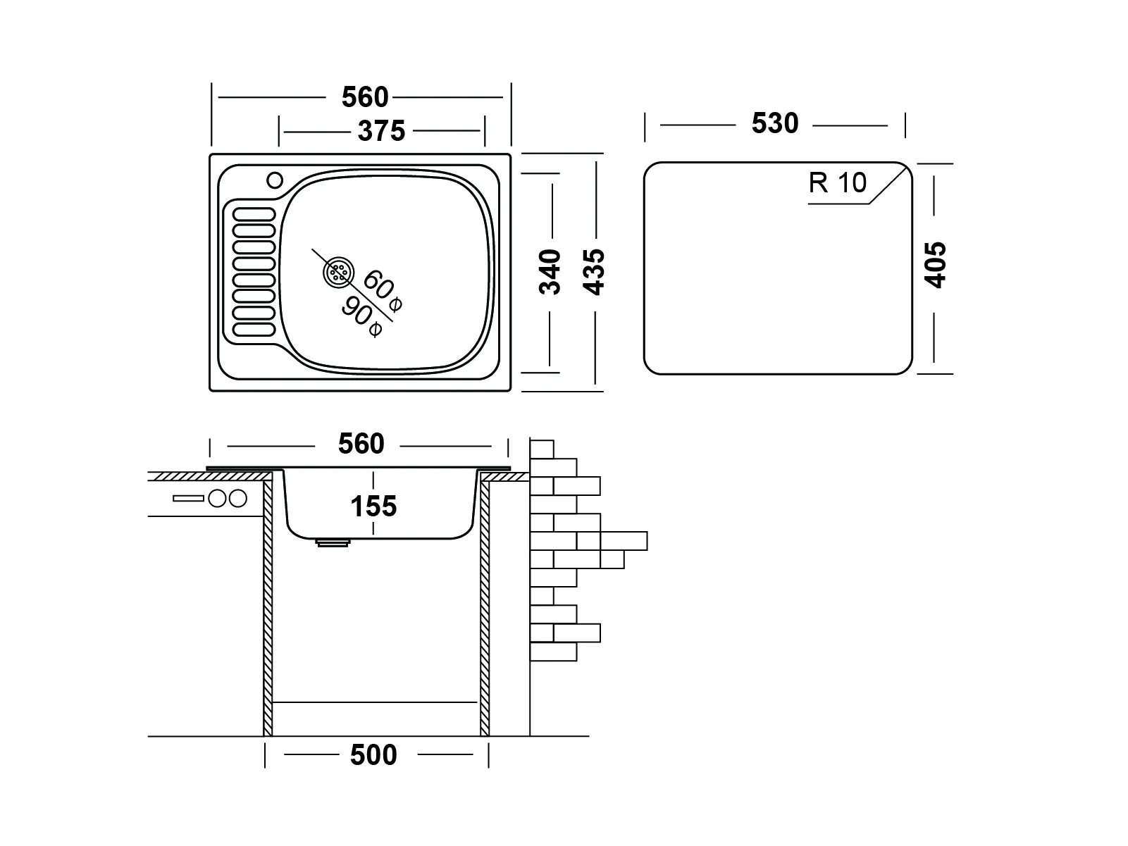 Кухонная мойка UKINOX Классика CLM560.435 ---5K 2L, 43,5*56