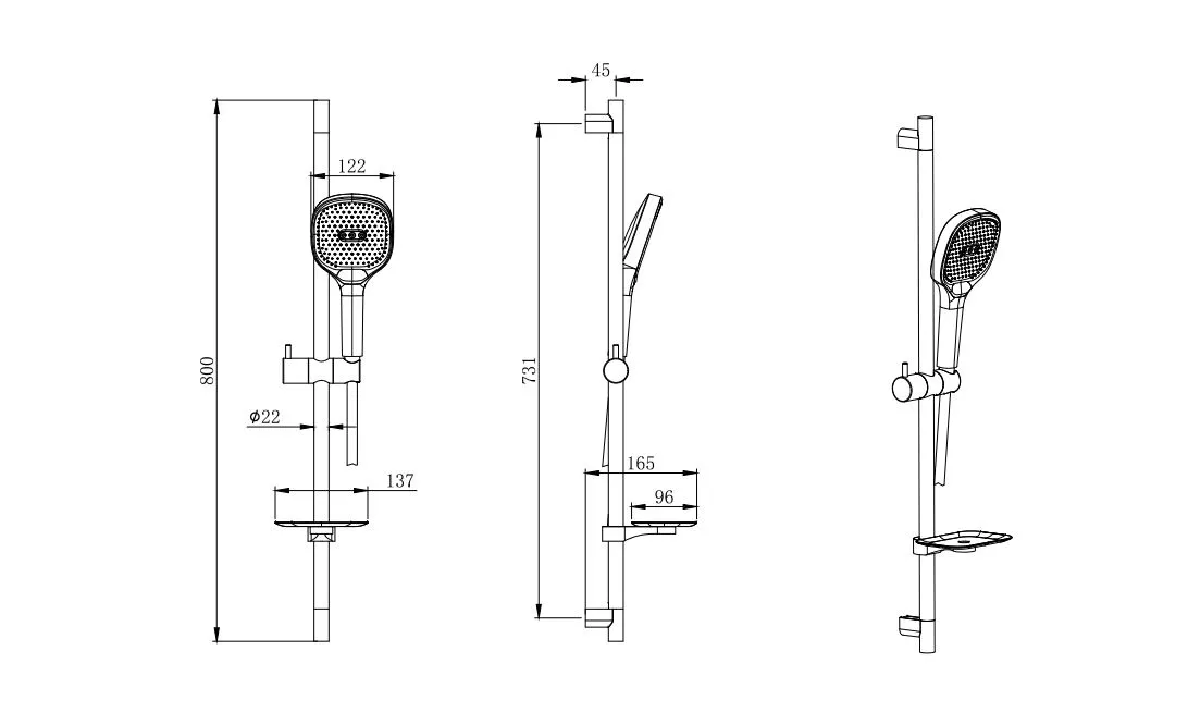 Душевой гарнитур AQUATEK AQ2021CR, 3jet, 73см