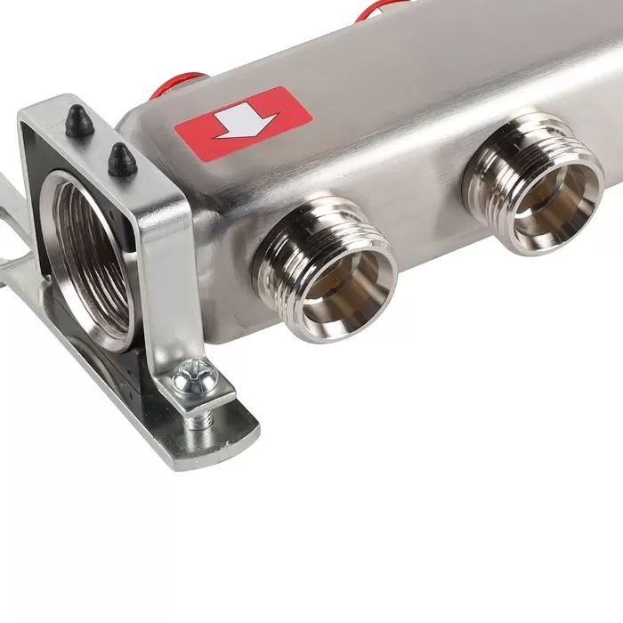 Коллектор Rommer 1"x3/4" на 6 контуров с запорными клапанами (нерж. сталь) (RMS-3200-000006)