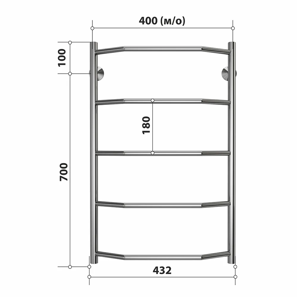 Полотенцесушитель водяной Stelmix 80x50 см, трапеция