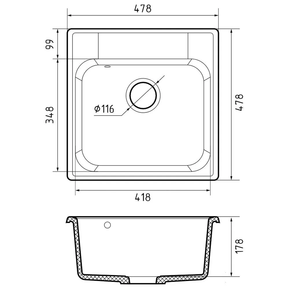 Кухонная мойка GranFest QUARZ 48, белый