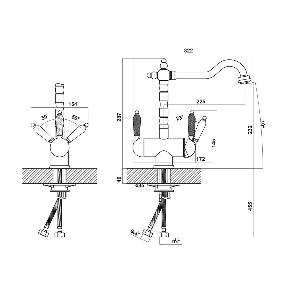 Смеситель для кухни с подключением фильтра Florentina АРИЯ 333.21H.2113.302, антрацит