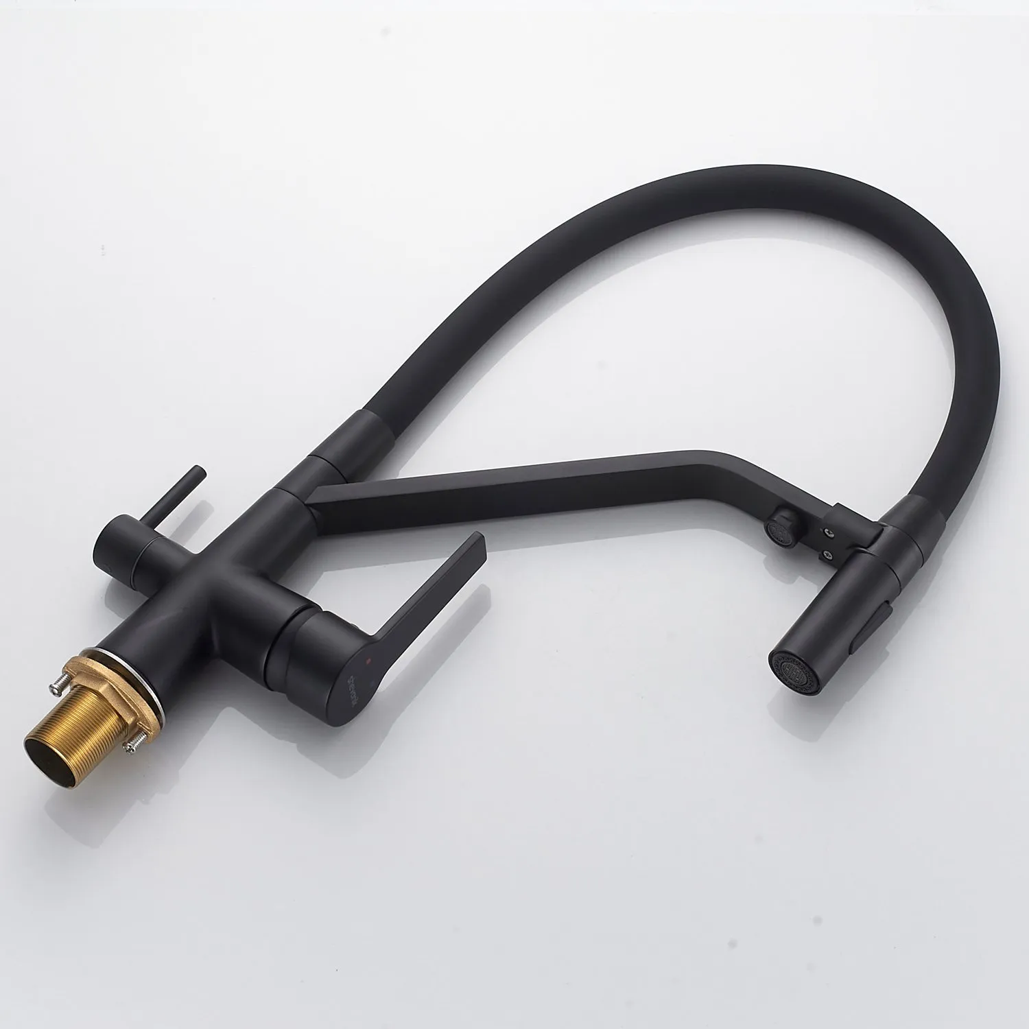 Смеситель для кухни с гибким изливом и подключением фильтра Shevanik S278H, черный