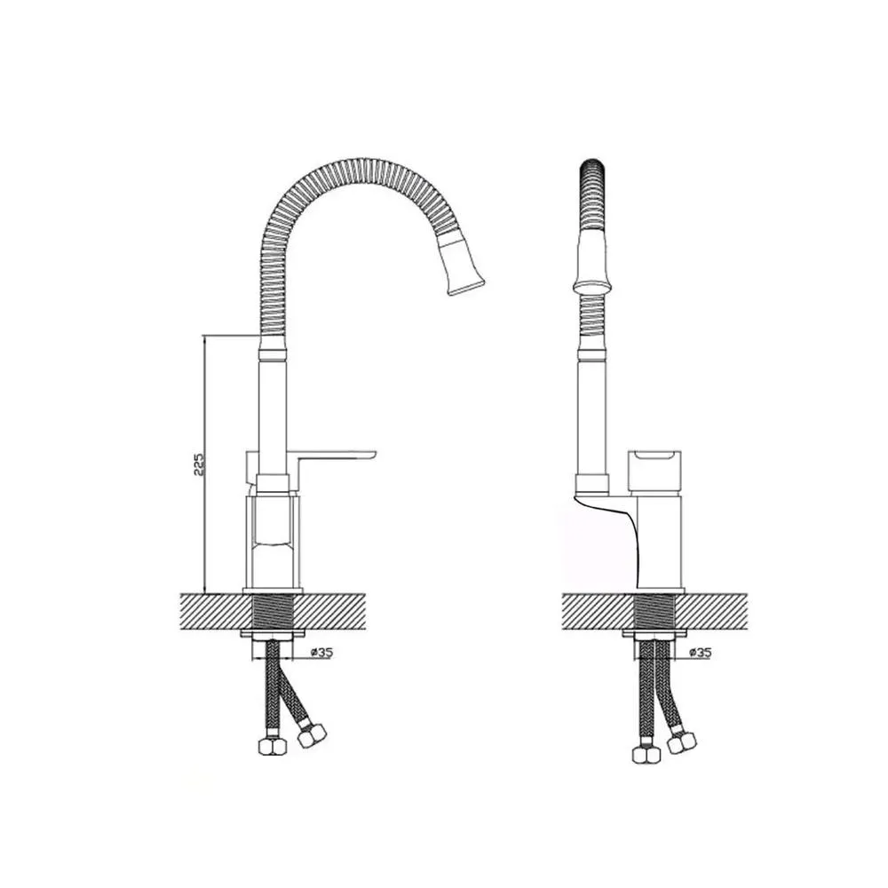 Смеситель для кухни с гибким изливом D-Lin D155460-Q, хром