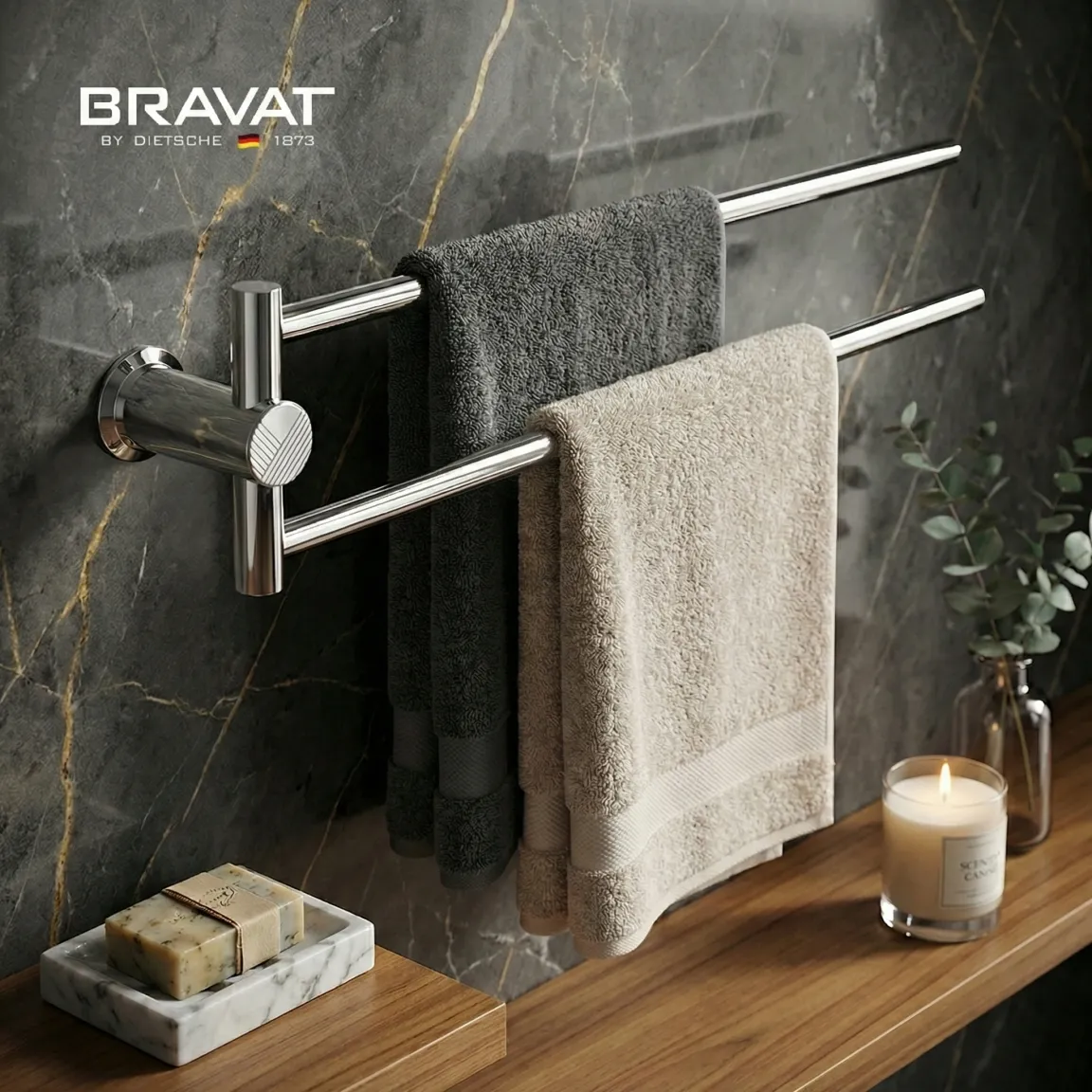 Держатель для полотенец с параллельной штангой BRAVAT (D71137CP-SW)