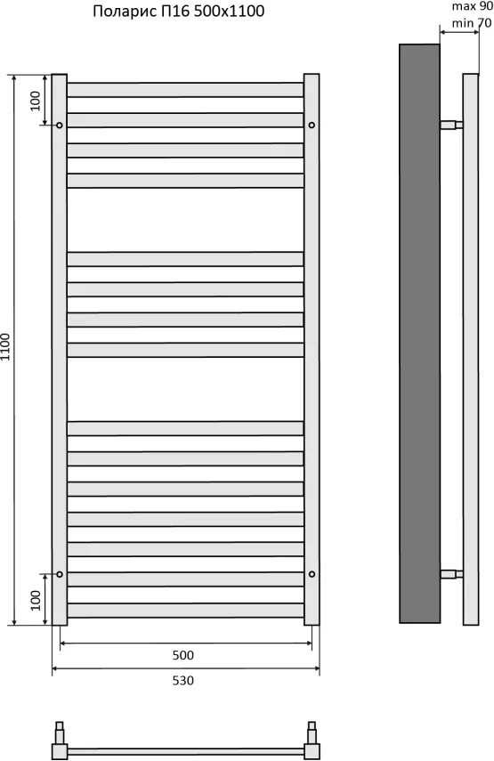Полотенцесушитель водяной Aquatek Поларис П16 500х1100