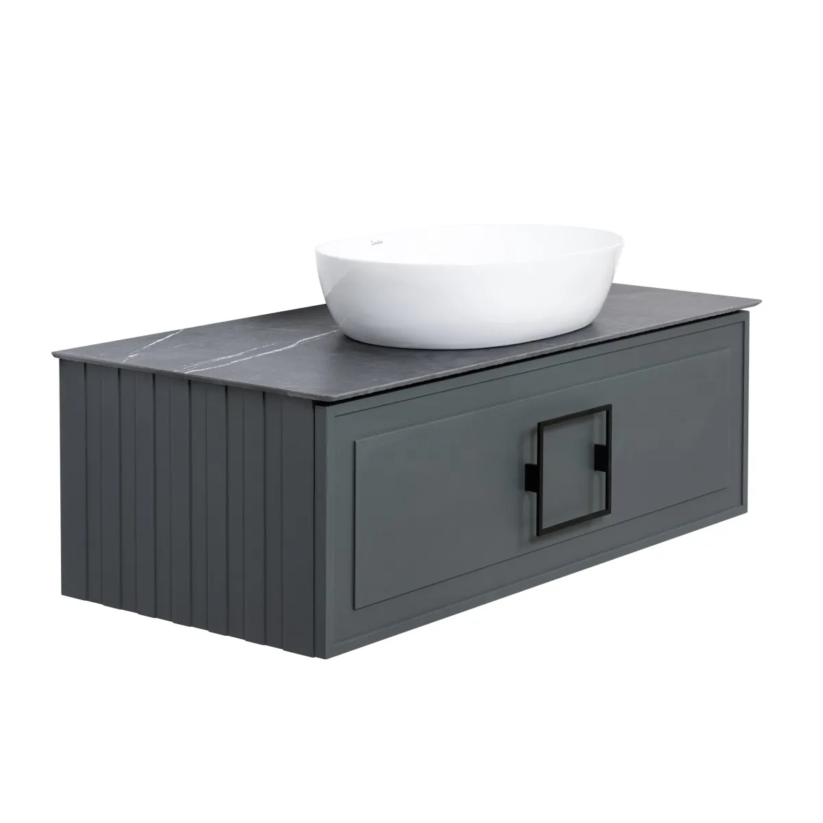 Тумба под раковину подвесная La Fenice Cubo FNC-01-CUB-G-100, серо-зеленая