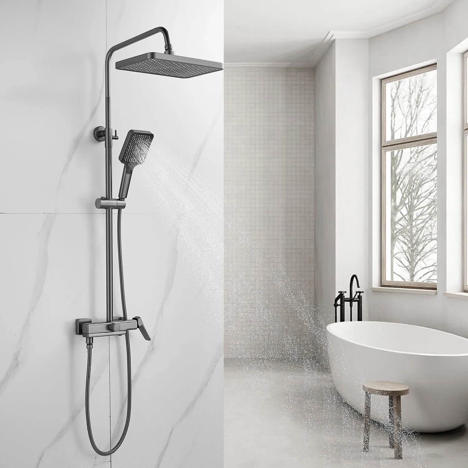 Душевая система Raffine F3699T, оружейная сталь