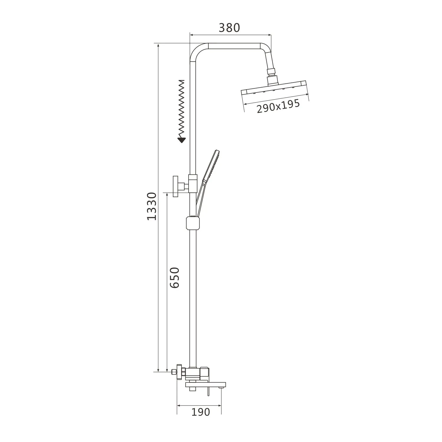 Душевая система Shevanik S9636T, оружейная сталь