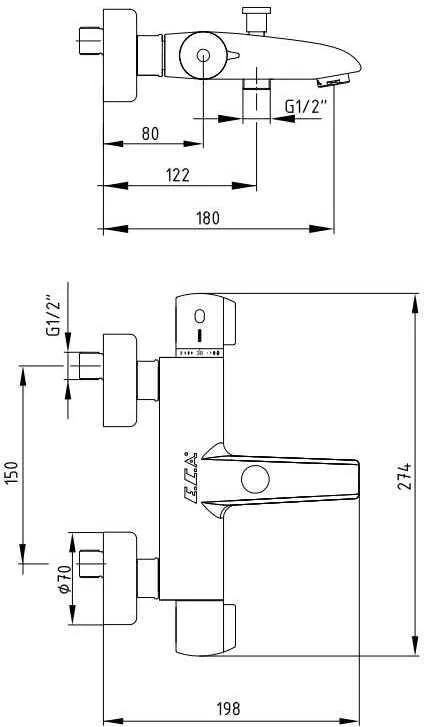 Термостат для ванны E.C.A Thermostatic 102102340EX