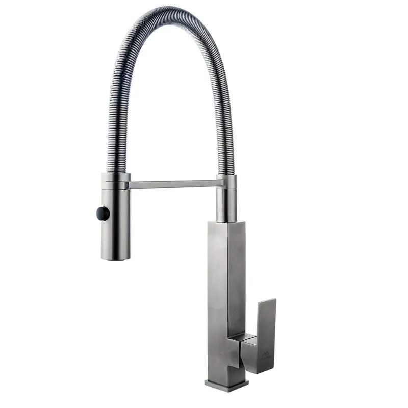 Смеситель для кухни с гибким изливом FASHUN A54102-3, сатин