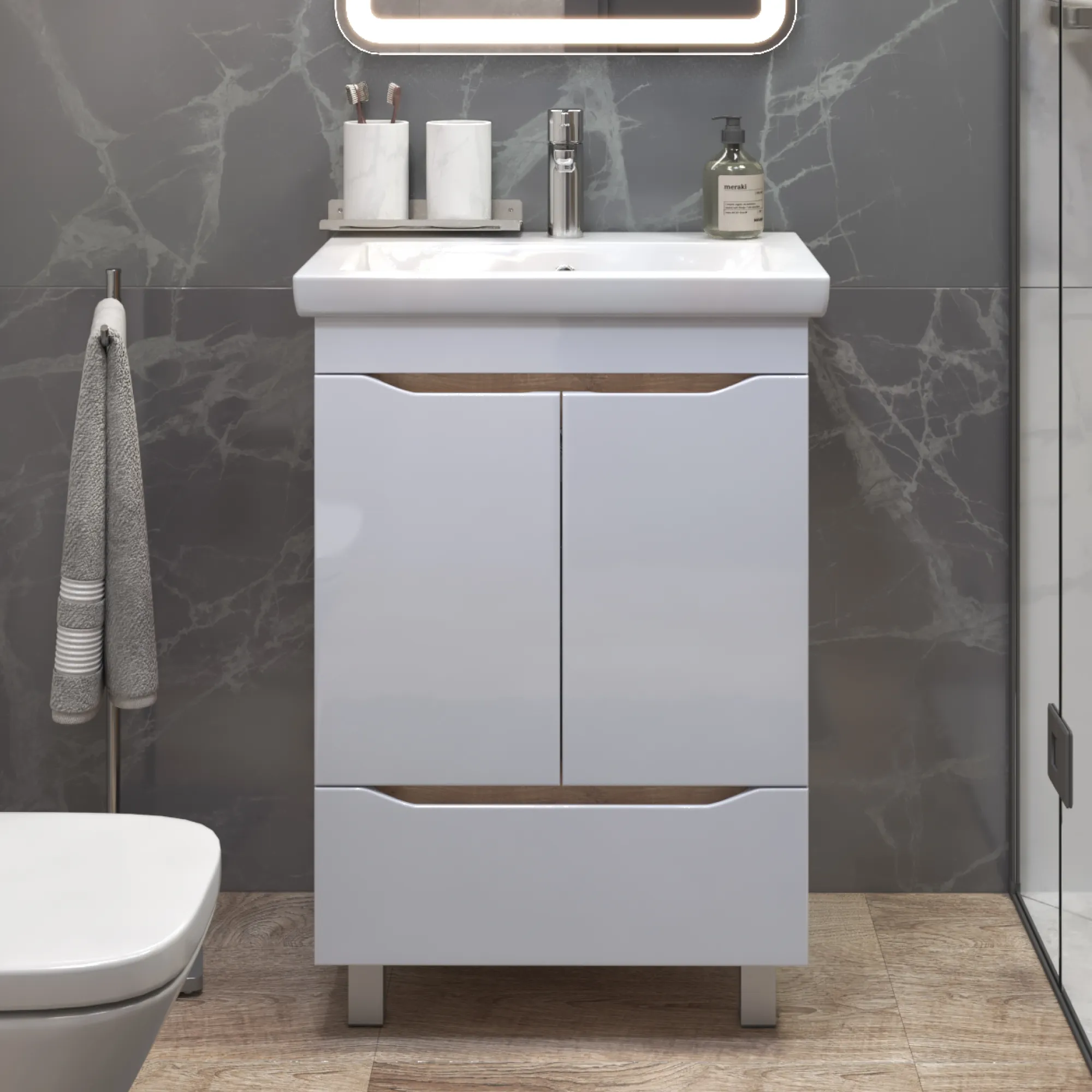 Тумба с раковиной напольная VIGO Grani 284 дуб золотой, 60 см