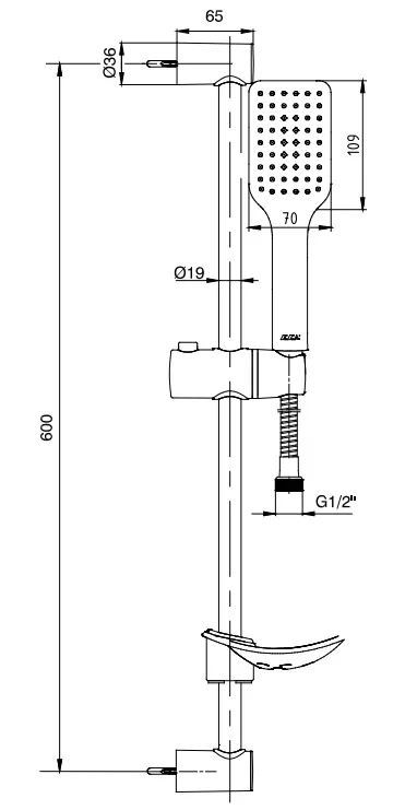 Душевой гарнитур E.C.A. TIERA 60 см матовый черный 102146029C1EX