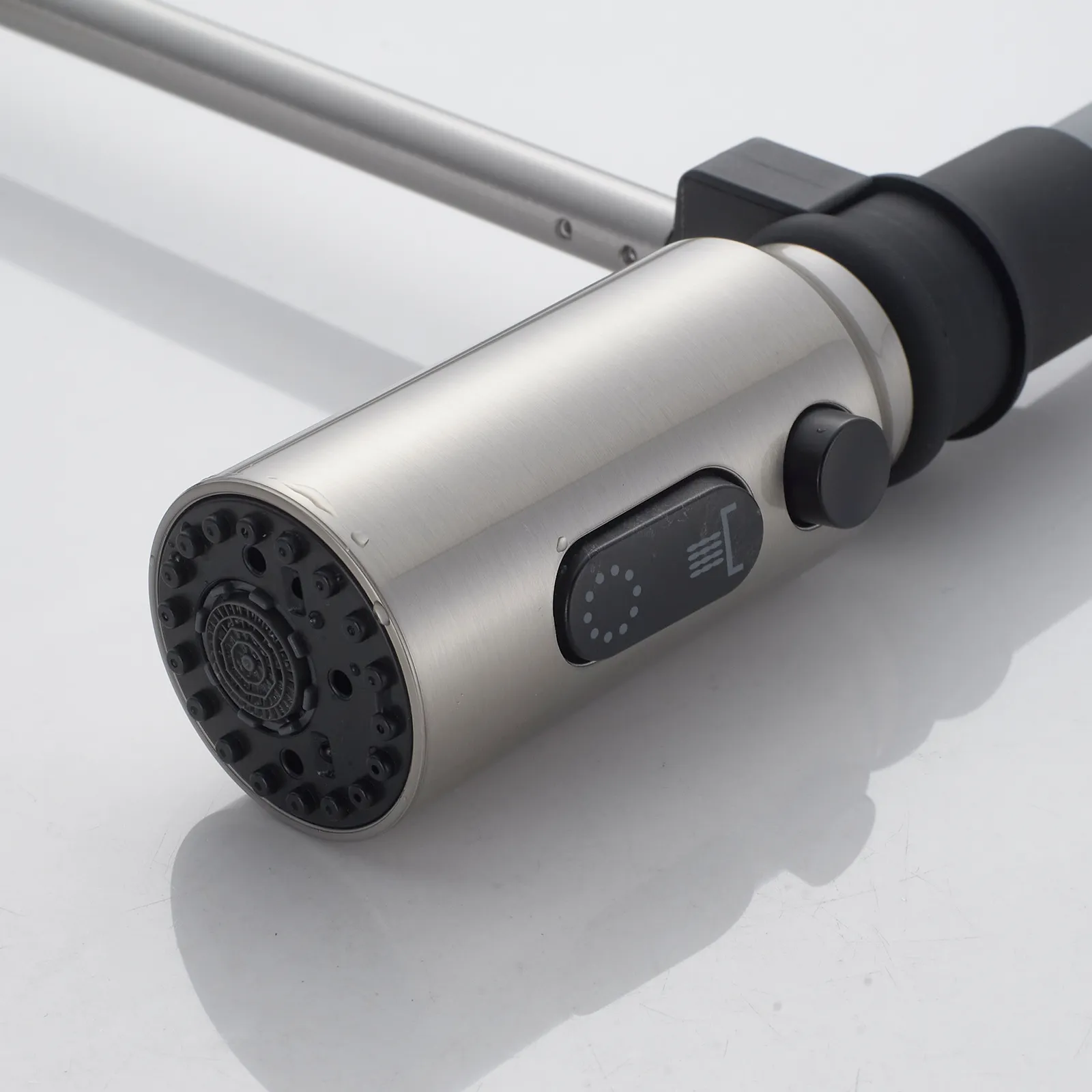 Смеситель для кухни с гибким изливом и режимом "душ" Shevanik S123L-9, сатин