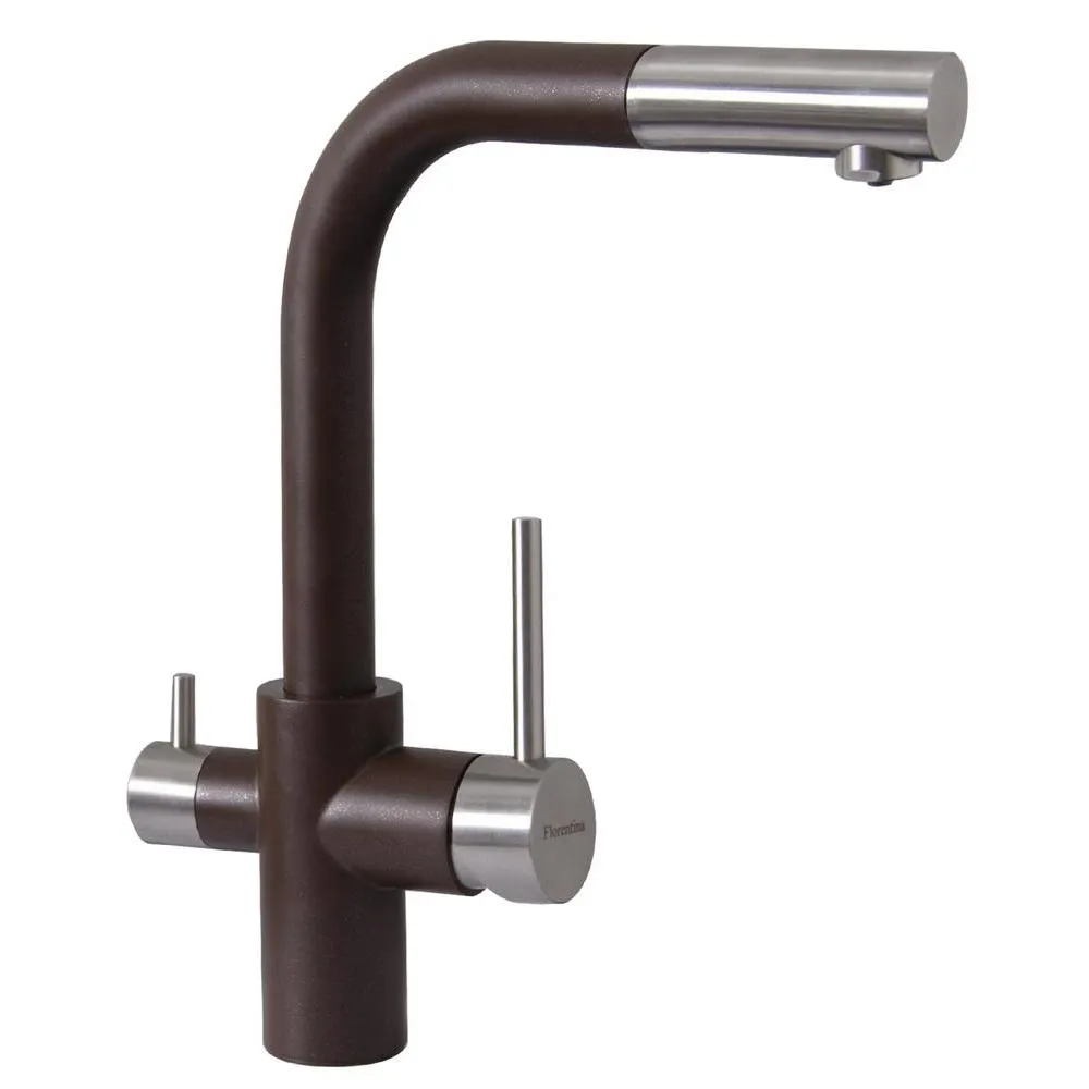 Смеситель для кухни с выдвижным изливом и подключением фильтра Florentina КРИСТАЛЛ 333.32H.2123.206, брауни