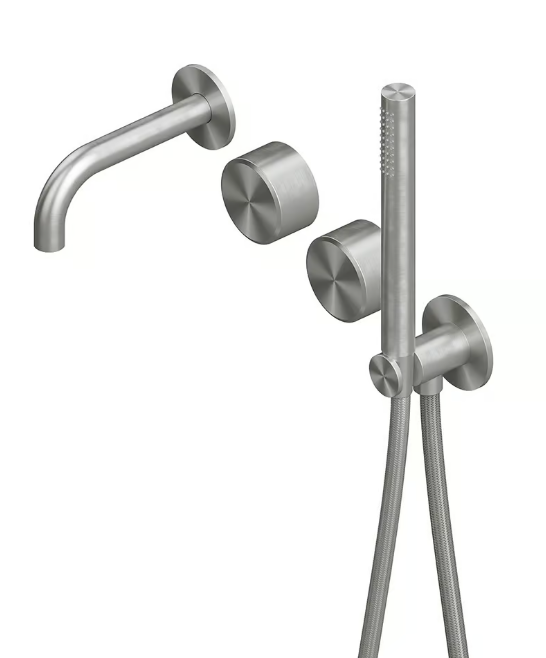 Смеситель для ванны и душа Quadro design Stereo, сталь брашированная (16 69 AS)