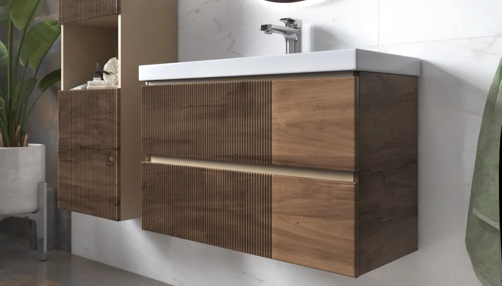 Тумба под раковину Velvex Mondi 800-0-2 (Madera Classica Slim) навесная акация темная (308 акация темная)