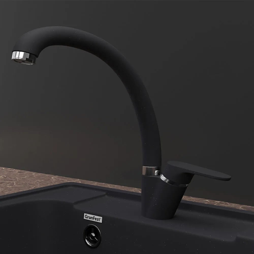 Смеситель для кухни GranFest Z-3323, черный