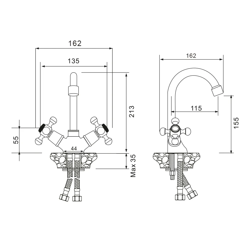 Смеситель для раковины WesnaArt RASSVET RAS02-230, хром