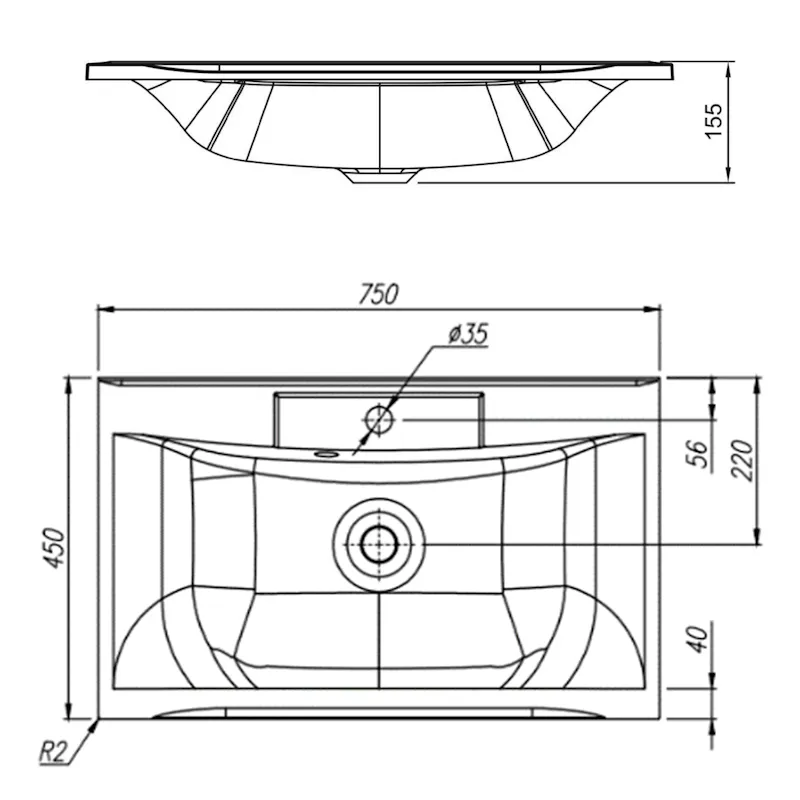 Раковина Florentina Прима 75 см 10.010.00750.307, серый шёлк