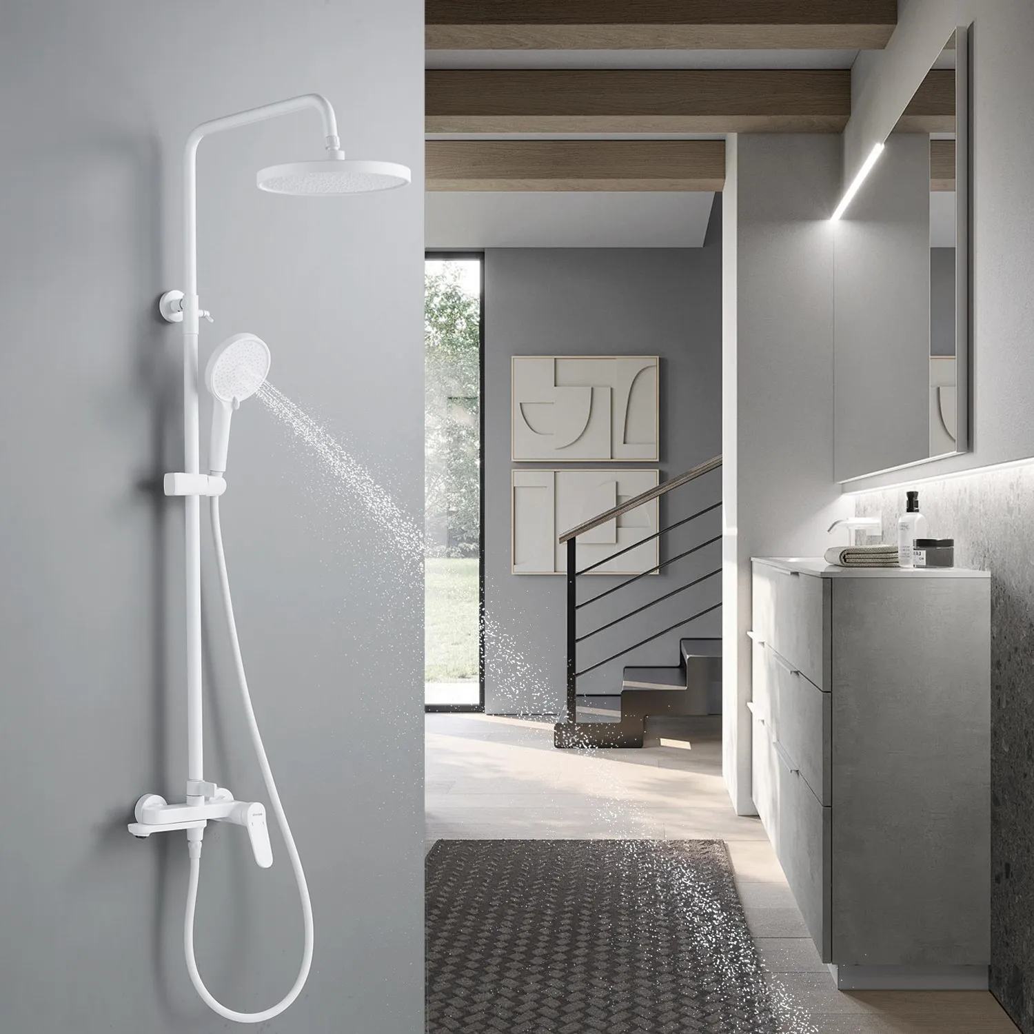 Душевая система Shevanik S4336C, белый