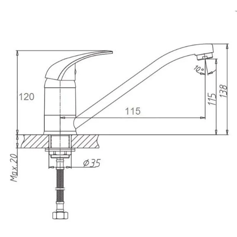 Смеситель для кухни D-Lin D154351, хром