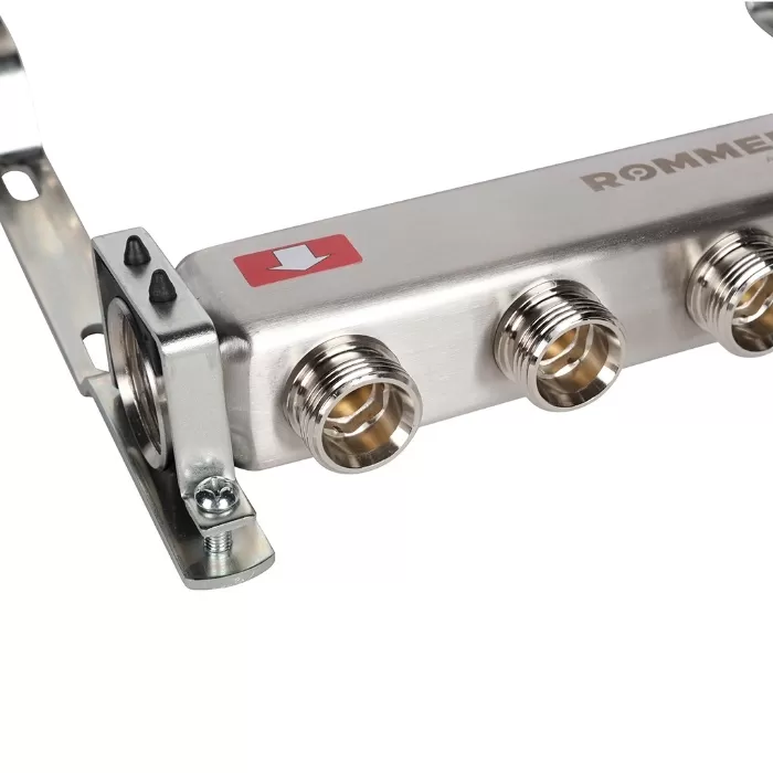 Коллектор Rommer 1"x3/4" на 5 контуров с запорными клапанами (нерж. сталь) (RMS-3200-000005)