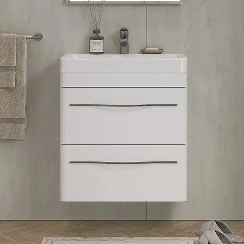 Тумба с раковиной подвесная Velvex Jill tp.JIL.9595.60.2Y белый матовый, 60 см