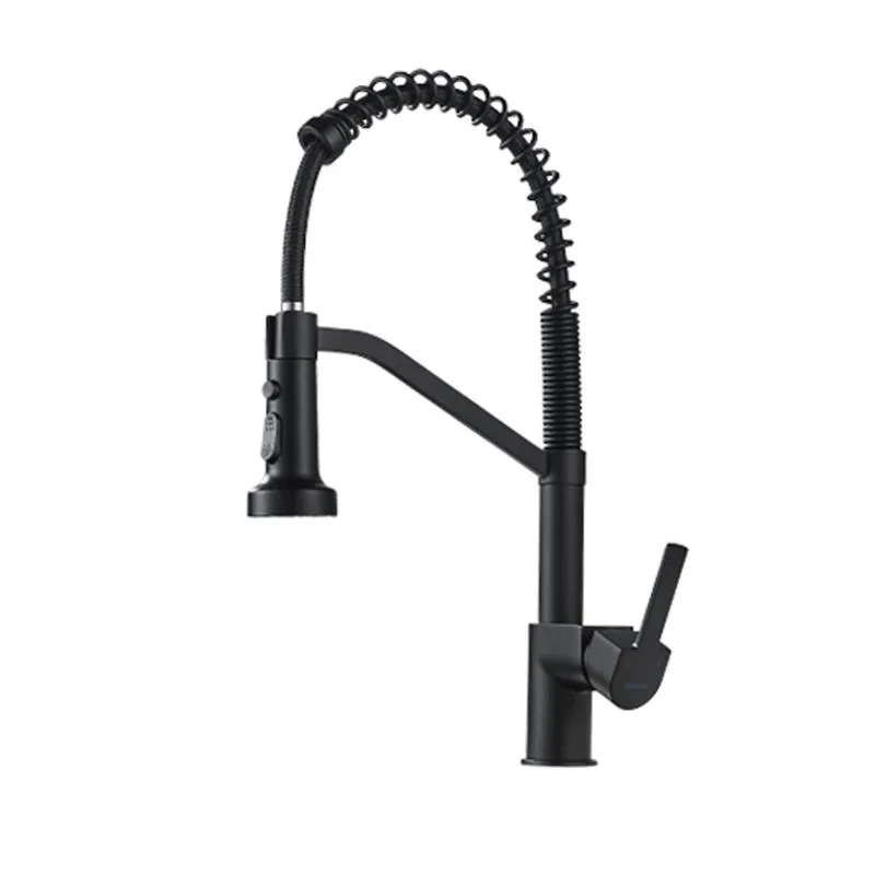 Смеситель для кухни с гибким изливом Shevanik S963H, черный
