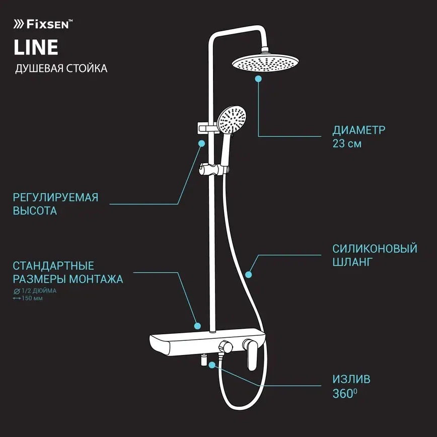 Душевая система Fixsen LINE FX-9200, белая+хром