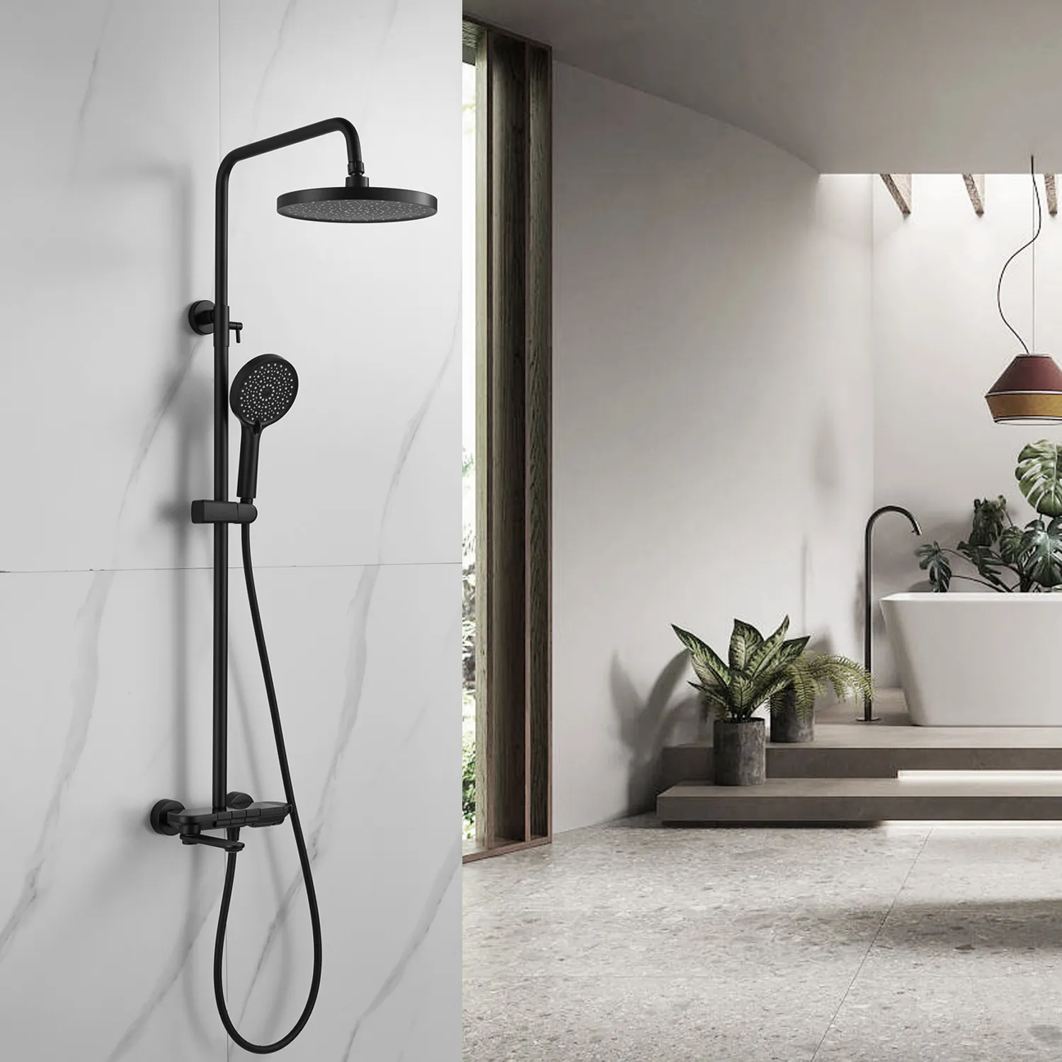 Душевая система Shevanik S4726H, черный