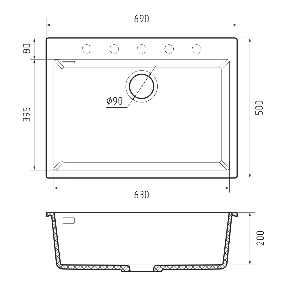 Кухонная мойка Rivelato ZENO ZN-6950, белый