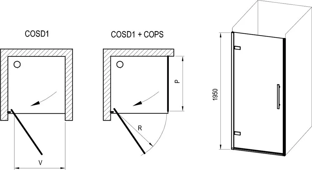 COSD1-80 хром + Транспарент, душевая дверь