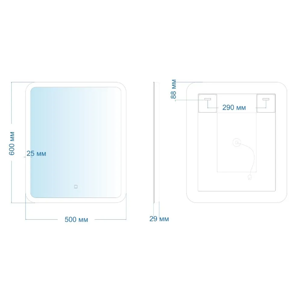 Зеркало Silver Mirrors Стив 500х600 (сенсорный выключатель)