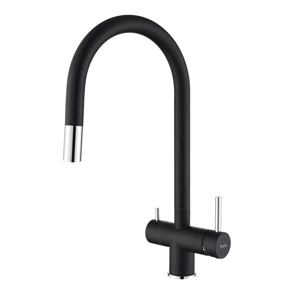 Смеситель для кухни с подключением фильтра Rivelato Trevi 2433505, антрацит/хром