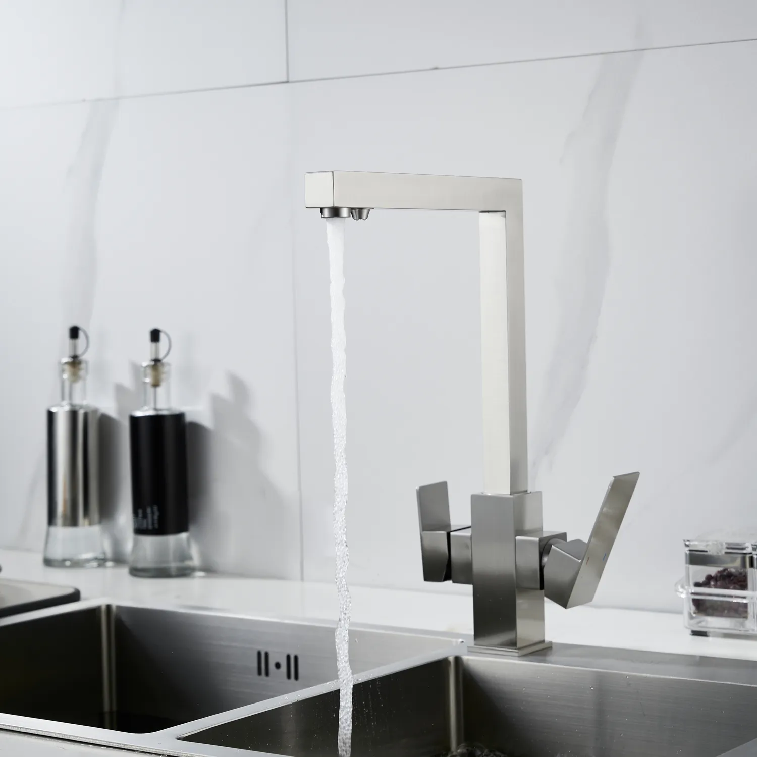 Смеситель для кухни с подключением фильтра Shevanik S148L, сатин