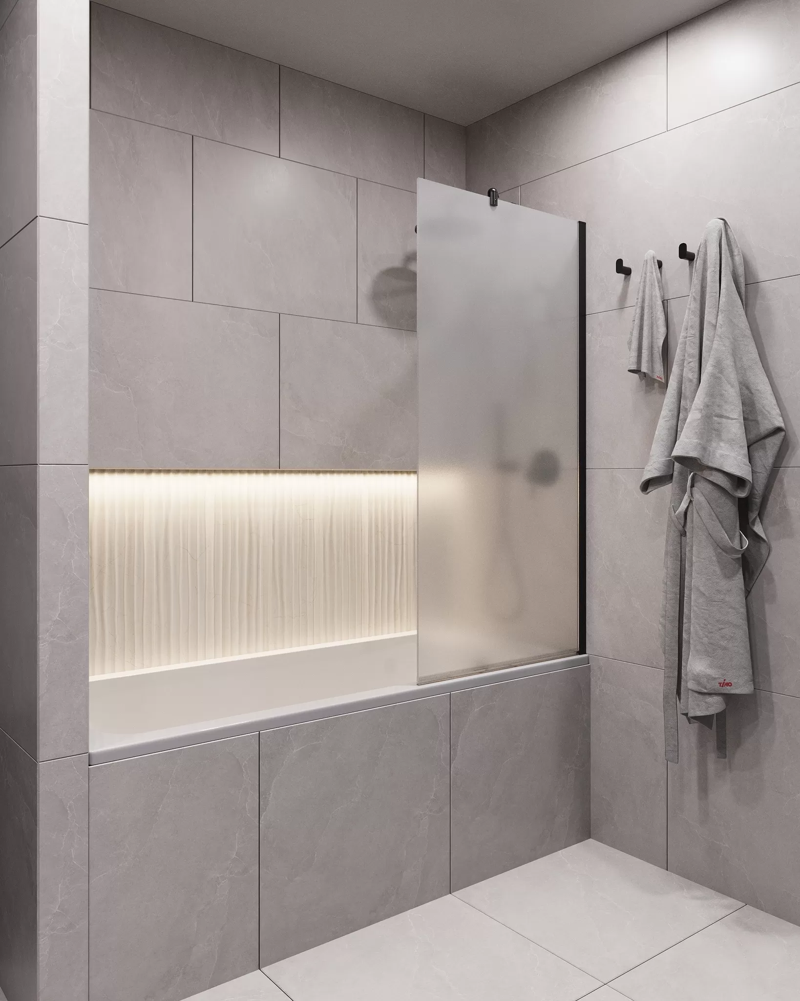 Шторка для ванны Timo TC-60/03F-8 в узком профиле 1400*600, стекло матовое 8 мм (T15)