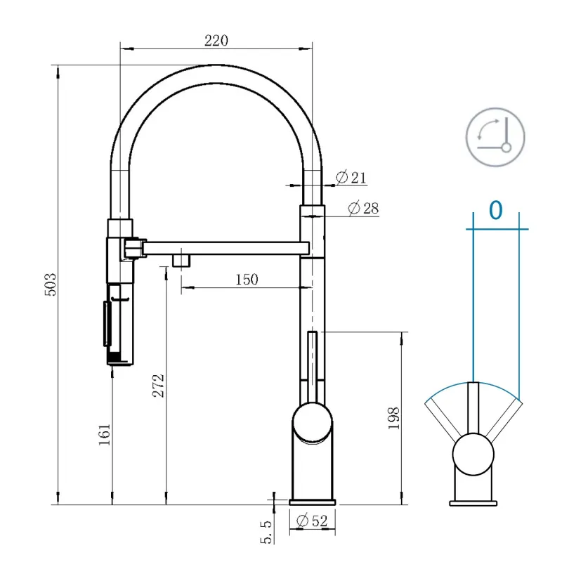 Смеситель для кухни Grandex Aqua Choice-S 902015, сатин
