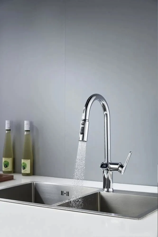 Смеситель для кухни с индикатором температуры Knotlor KN-100, хром