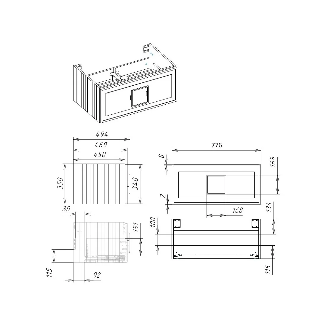 Тумба под раковину подвесная La Fenice Cubo FNC-01-CUB-B-80, белая