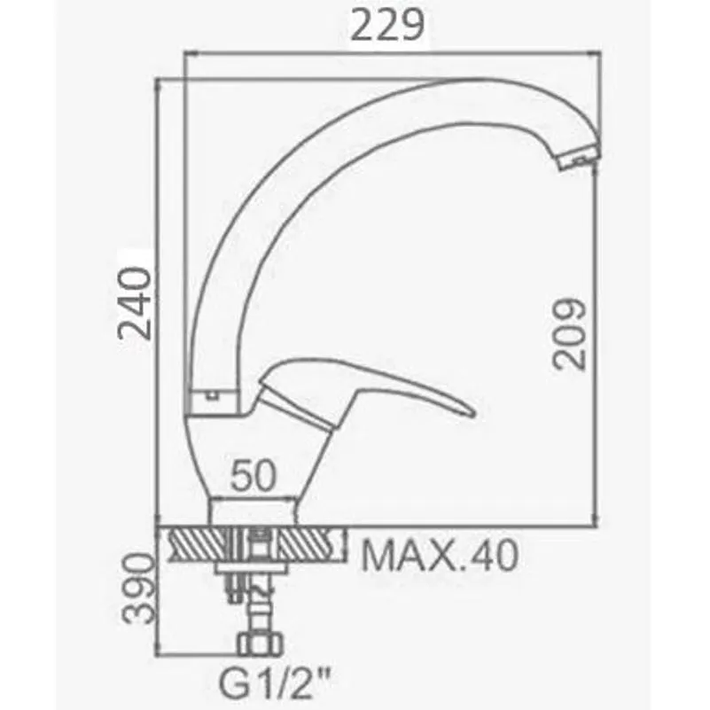 Смеситель для кухни D-Lin D150411-1, хром