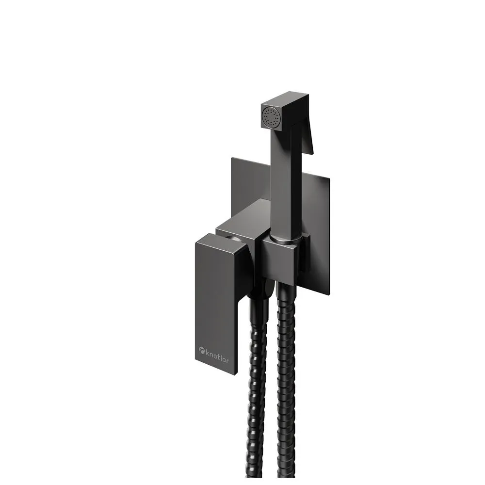 Гигиенический душ со смесителем встраиваемый Knotlor FHS02C1GM, вороненая сталь