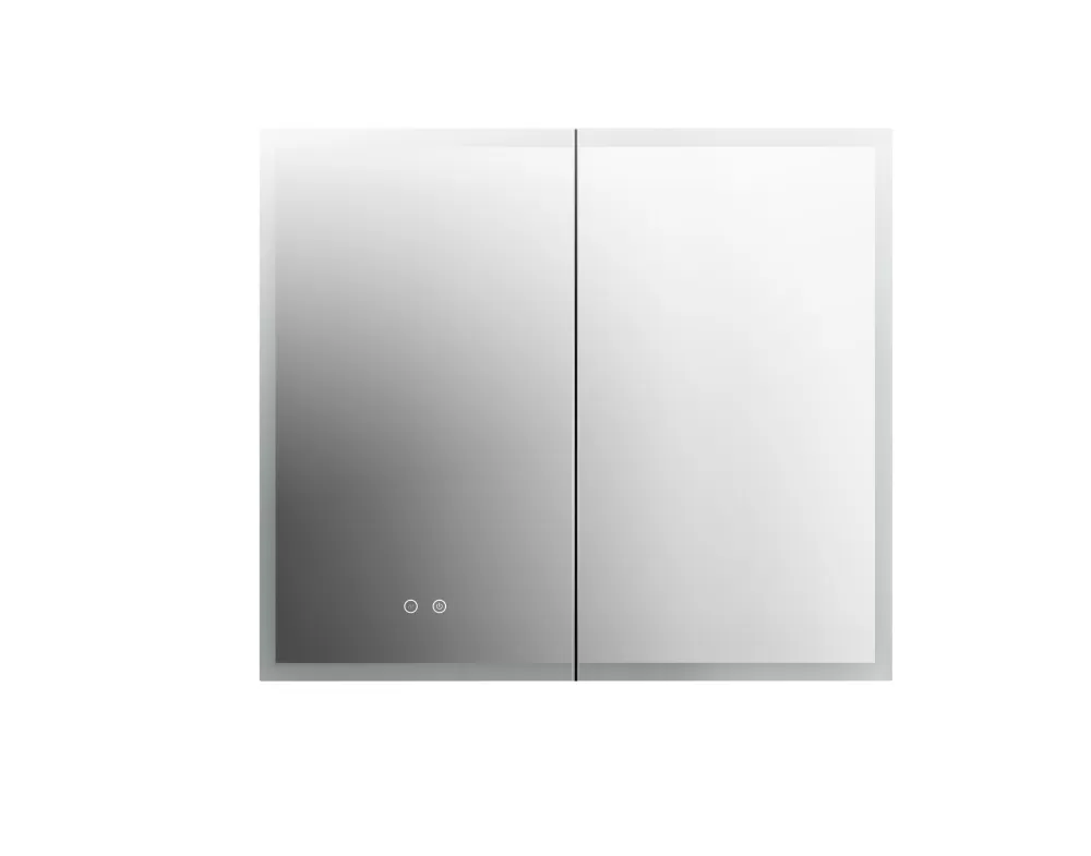 AQ7803B-MLC Алюминиевый зеркальный шкаф с подсветкой 800*700*133,крепеж. Две зерк.дверцы шириной 39,85см,антизапотевание, акрил. подсветка, петли BLUM