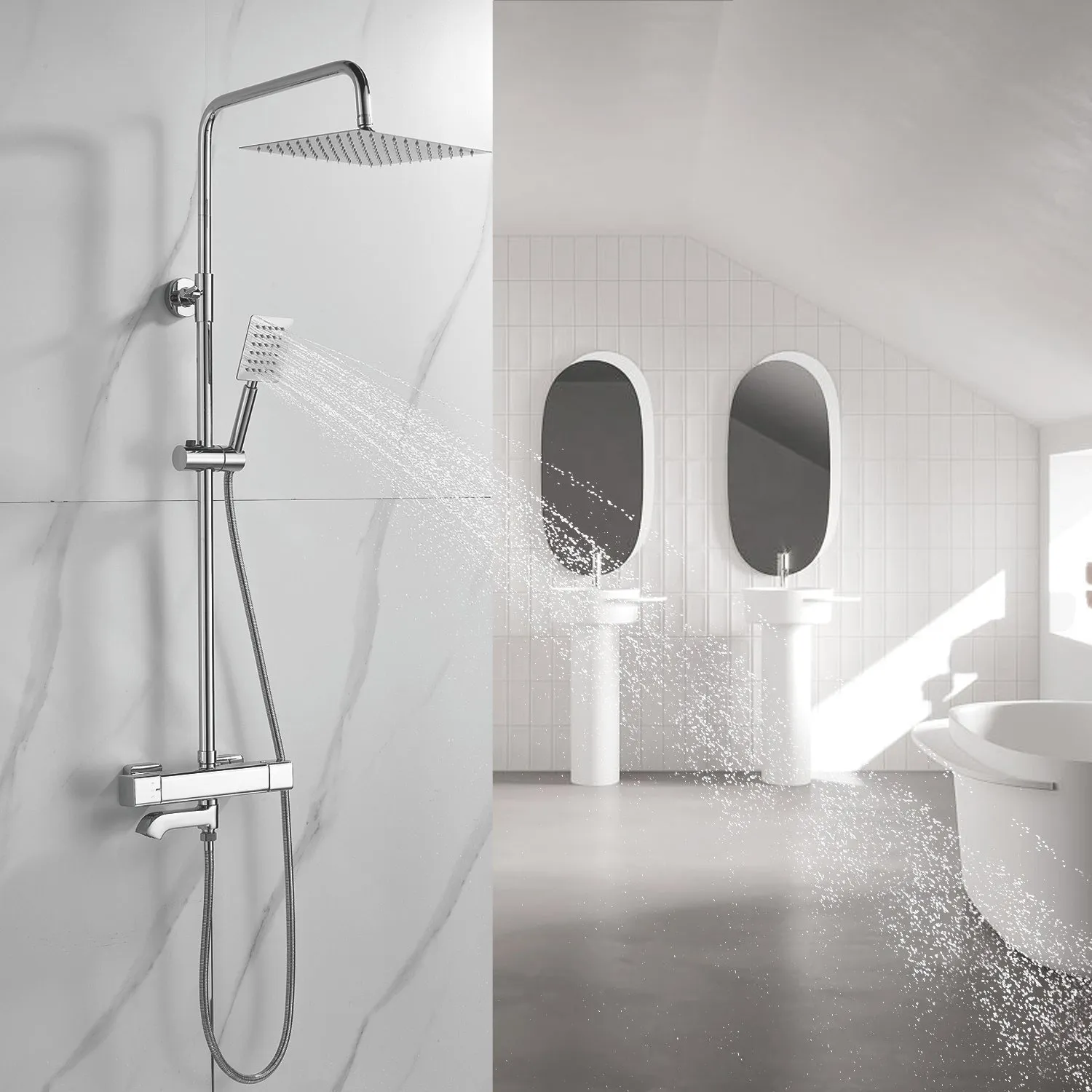 Душевая система c термостатом Shevanik S3096, хром