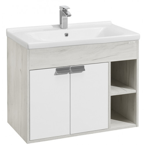 1A2374K0FAX10 Набор Aquaton: 1A237401FAX10 Тумба-умывальник Флай 80 Бел Дуб КРАФТ/ 1WH302251 Раковина Миранда 80