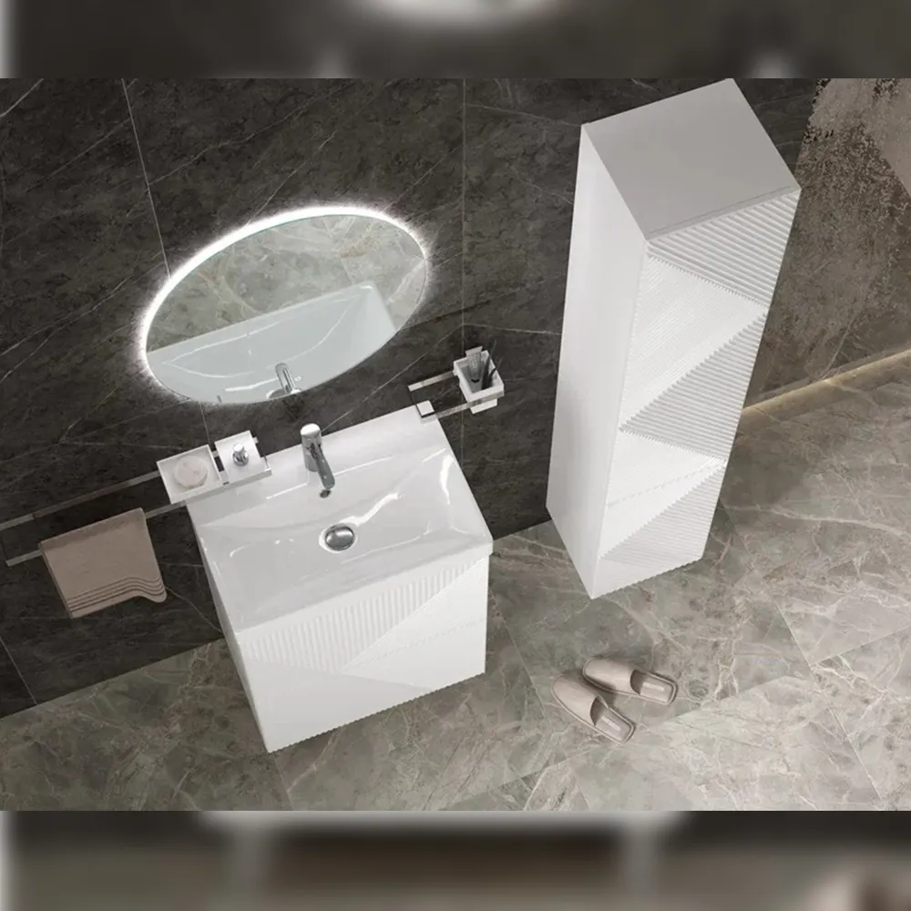 Тумба с раковиной напольная Velvex Edge tn.EDG.9696.60.2Y белый глянец, 60 см