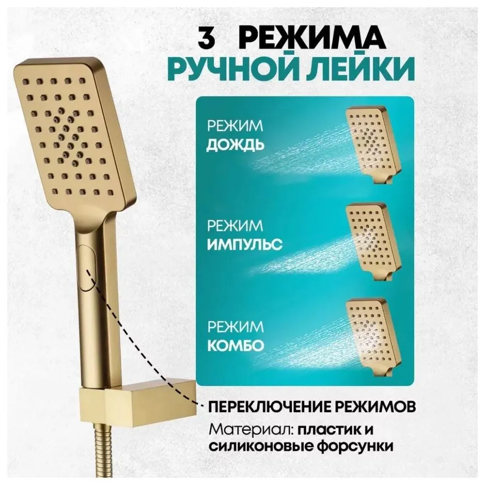 Душевая система встраиваемая Grocenberg GB5007MG, матовое золото